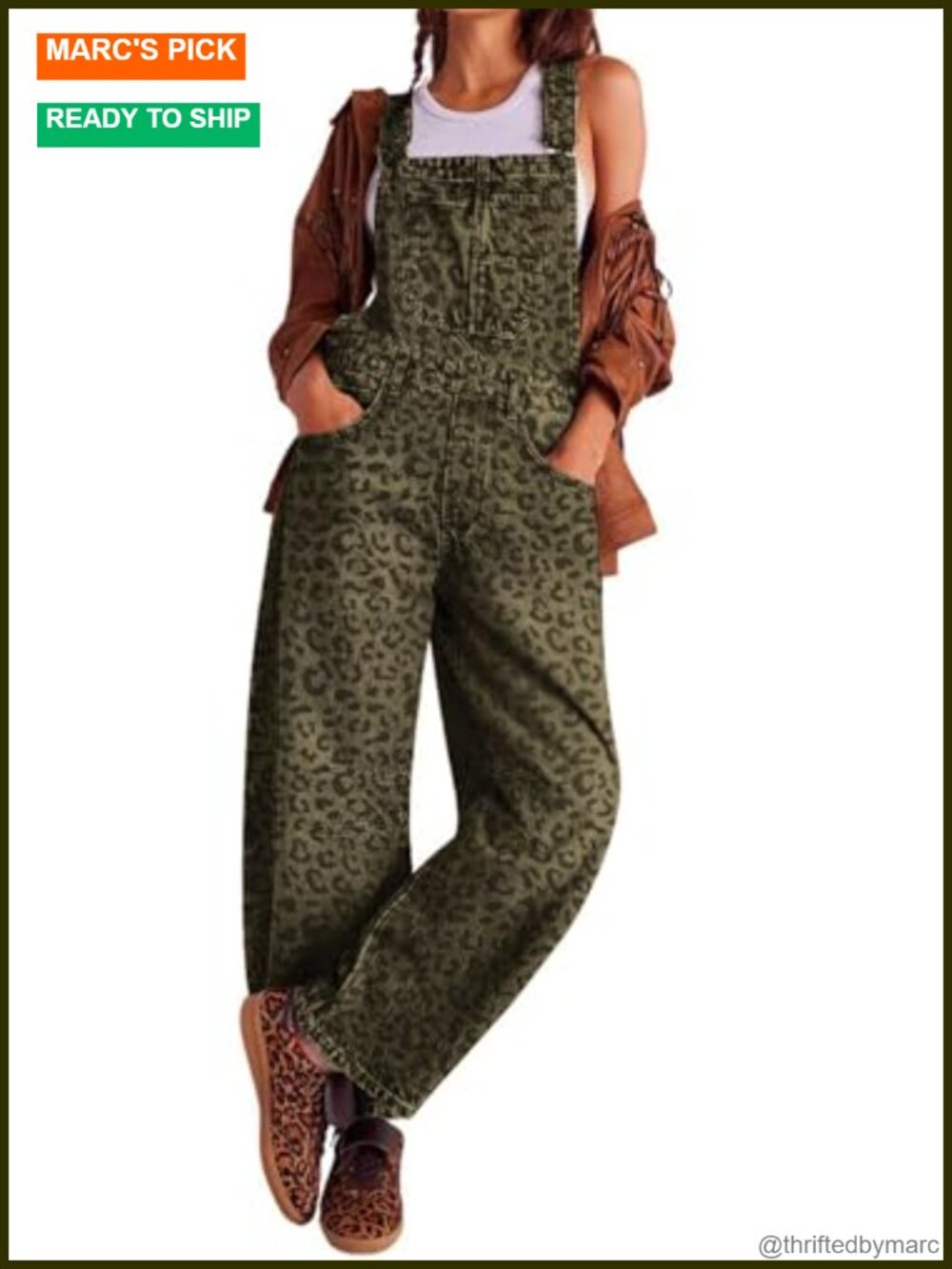 Women's 100% Cotton Barrel Leg Overalls Wide Leg Baggy Denim Jumpsuit